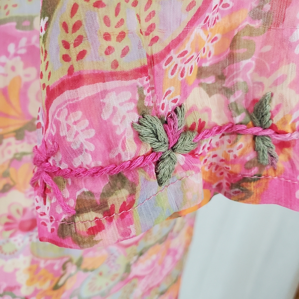 Raj Embroidered 100% Silk Tunic or Swim Coverup - Picture 7 of 11